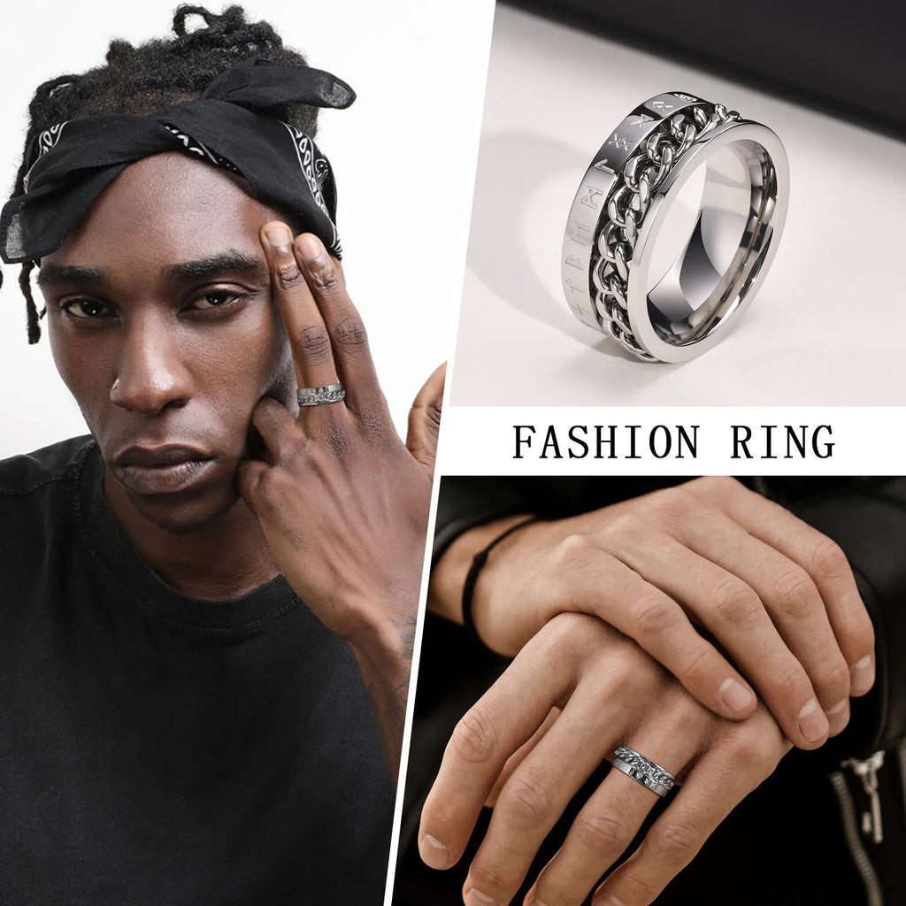 Rings For Men Stylish Jewelry Men Rings Stainless Steel Jewelry No Fade Fashion Men's Ring 8mm Width Gift For Husband Father