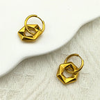 Stainless Steel Y2K Minimalist Trendy Geometric Hexagon Hoop Earrings for Women Gold Color Female Circle Dangle Earring Jewelry