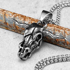 PENDRA Bull OX Skull Steel Necklace