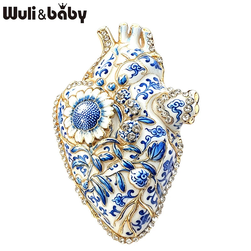 PENDRA Fable 4-Color Rhinestone Floral Heart Brooch