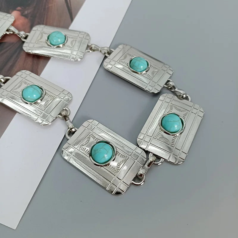 PENDRA Elaraeva Blue Gemstone Luxury Waist Chain Belt