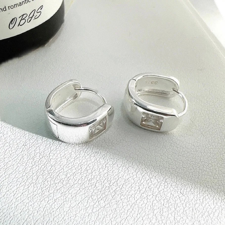 PENDRA Geometry Hoop Sterling Silver Earrings