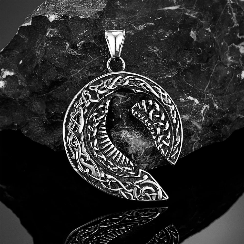 PENDRA Celtic Knot Rune Crow Necklace