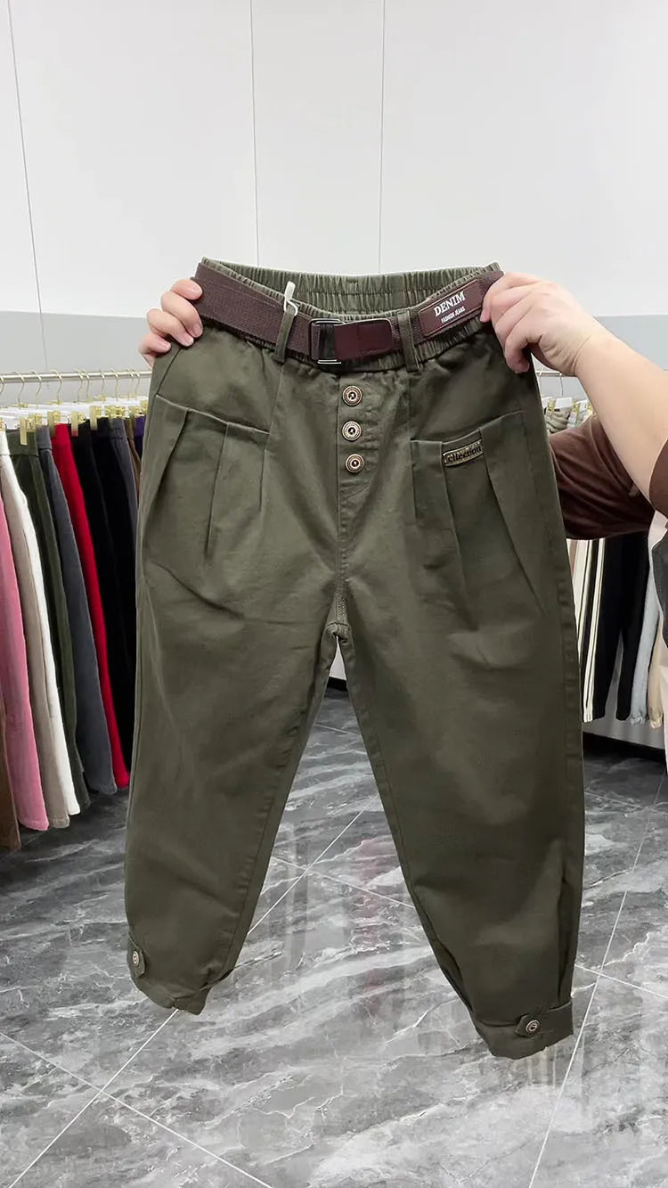 Solid Color Pants Women 2024 New Fashion Spring Autumn Korean Loose Casual Harem Pants Trousers