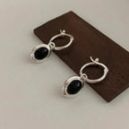 VENTFILLE 925 Sterling Silver Black Agate Rotund Earrings For Women Girl Originality Design Korean Jewelry Party Gifts Dropship