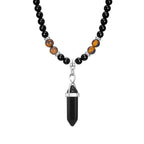 TIBETAN BUDDHIST PHURBA KILAYA THE MAGIC KNIFE WITH TIGER’S EYE LAVA STONE NECKLACE FOR MEN JEWELRY