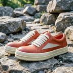 PENDRA Retro Flame Orange Low-Top Thick-Sole Lift Sneakers