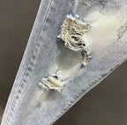 Summer New 2026 Ripped Jeans Men's Trendy Brand Casual Elastic Slim Fit Small Feet Ruffian Handsome Beggar Pencil Pants