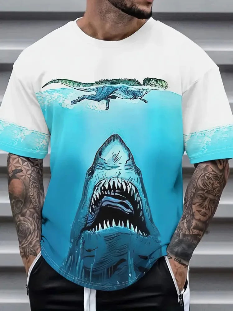 Summer Daily Casual Men's Gradient Short-sleeved Top Outdoor Sports Men's T-shirt Street Fashion T-shirt Letter-printed Mens Top