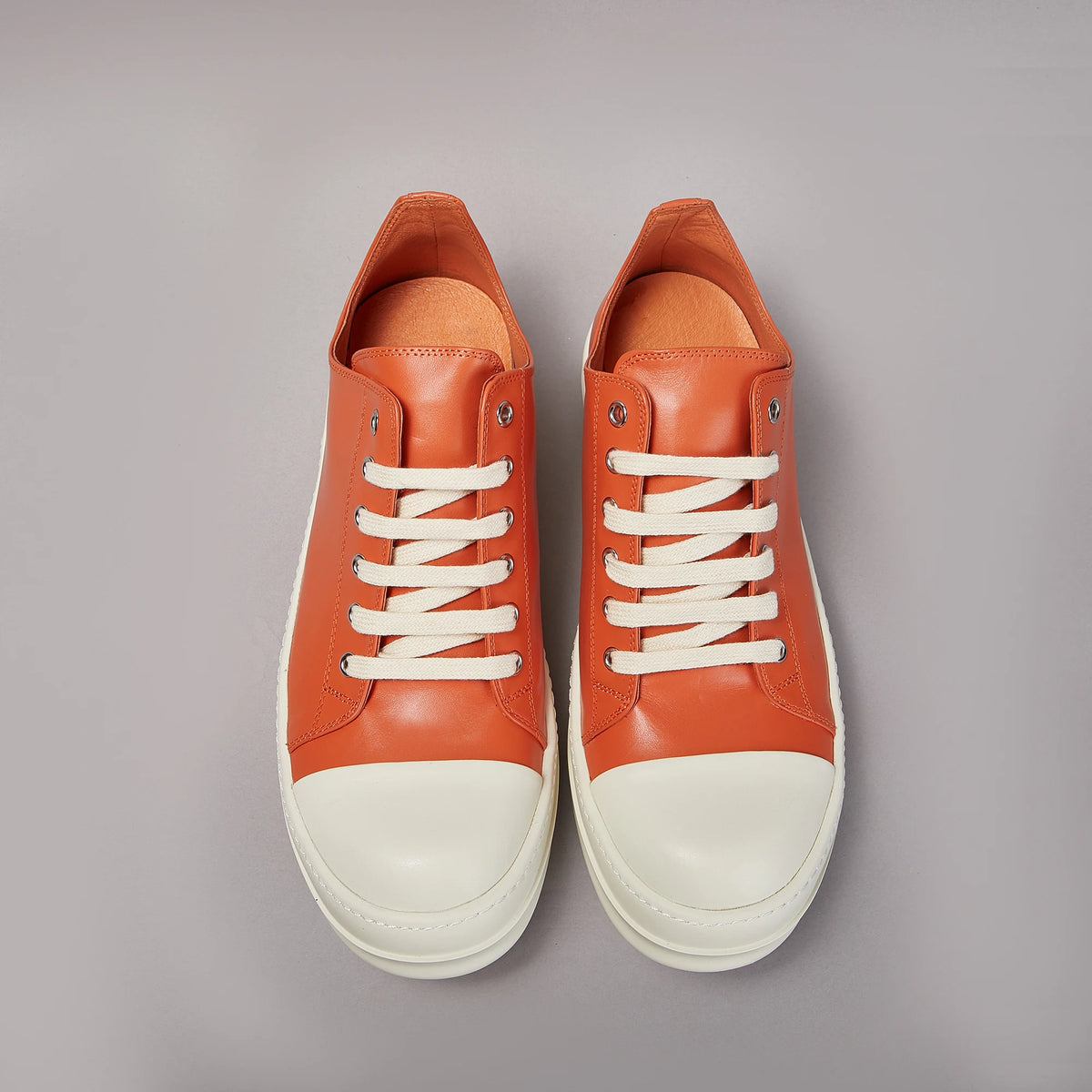 Gothic Designer Women Trainer Casual Low Top Men Sneaker Quality Orange Lace-up Leather Luxury Shoe Punk Platform Street Trainer