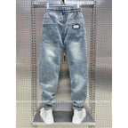 Spring Autumn New Kpop Loose Casual Men's Jeans Pants High-end Brand Loose Straight Pants Elastic Harlan Casual Trendy Dad Jeans