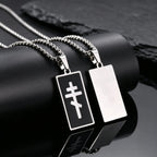 PENDRA Square Enamel Orthodox Pendant Necklace