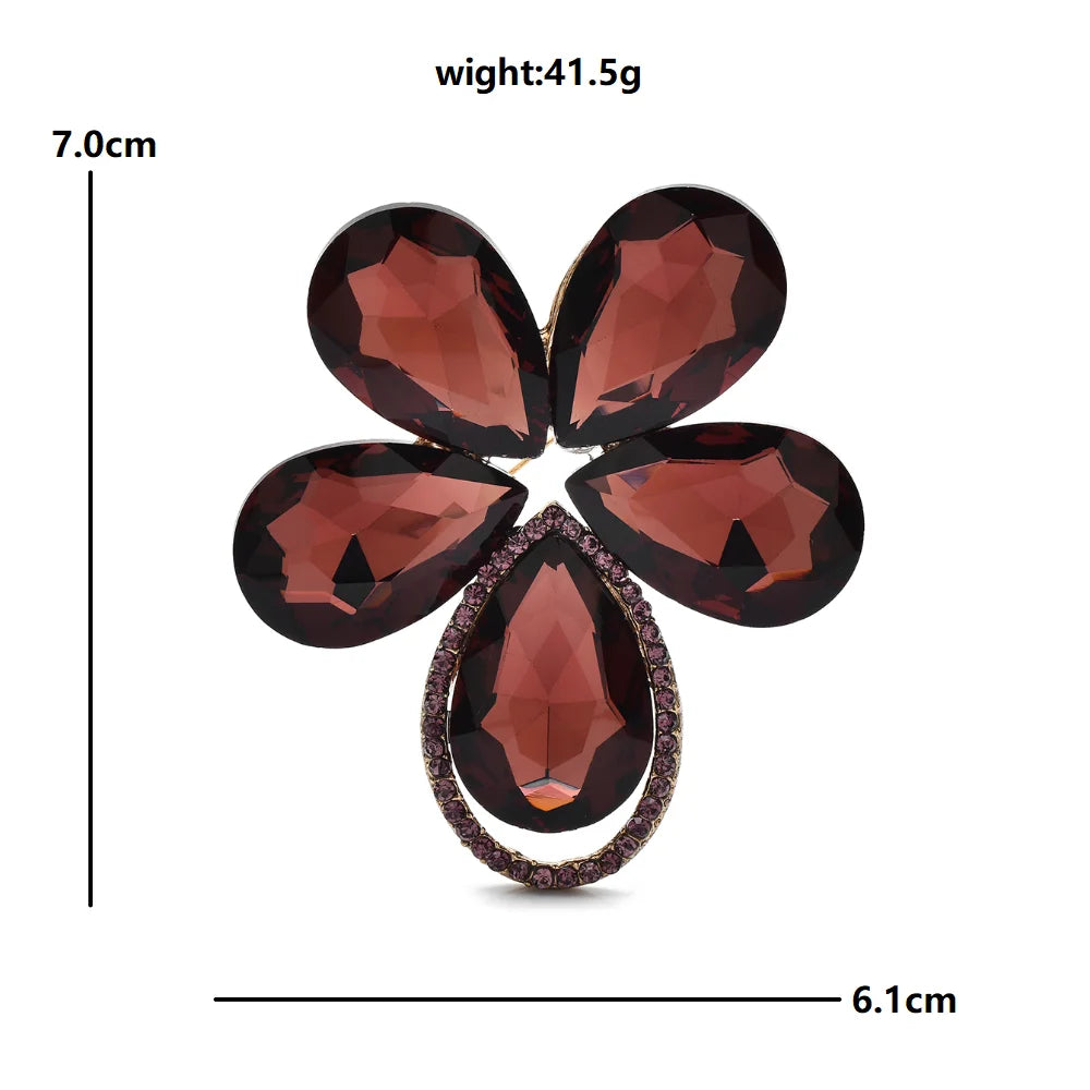 PENDRA Floraspark 3-Color Crystal Flower Brooch