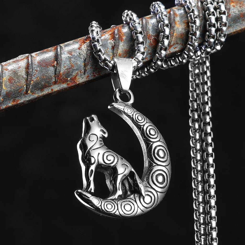 PENDRA Patron Saint Wolf Steel Necklace