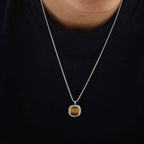 PENDRA Square Stone Black Pendant Necklace