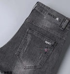Men's Work Pants 2025 Spring Autumn Men's Casual Jeans New Slim Foot-bound Pants Explosive Street Luxury Washed Elastic Trousers