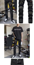 PENDRA Embroidery Elastic Ripped Pants