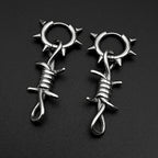 Hiphop Punk Barbed Wire Circle Earrings Stainless Steel Gothic Huggie Hoop Ear Ring Women Korean Rapper Jewelry Accessory