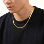2pcs Chain Necklace for Men Boys,4MM Stainless Steel Flat Snake Chain Collars,2mm Silver Gold Color Box Chain Gift