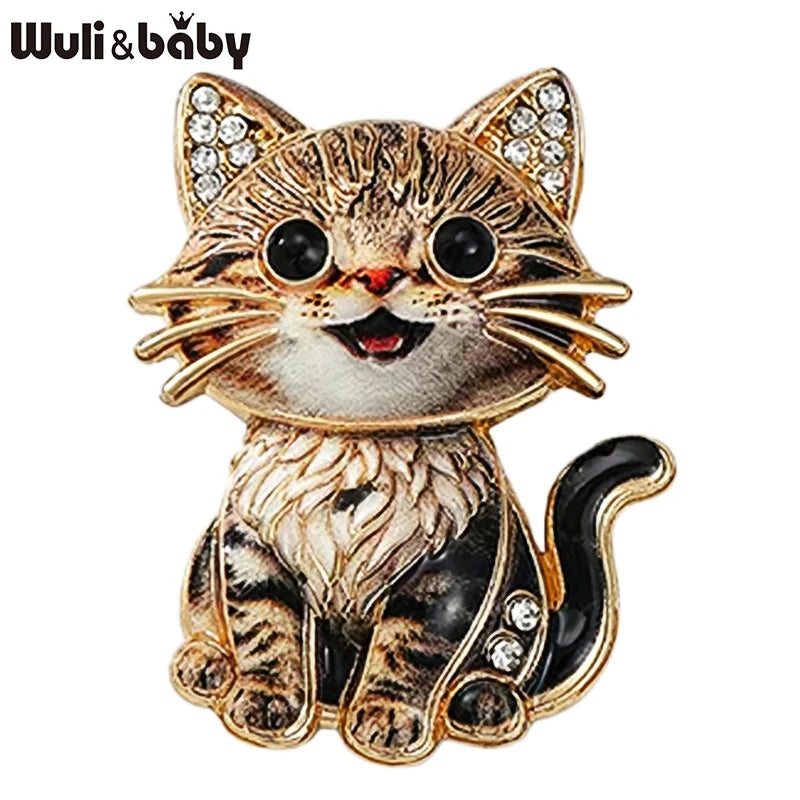 PENDRA Sitting Kitty Rhinestone Brooch