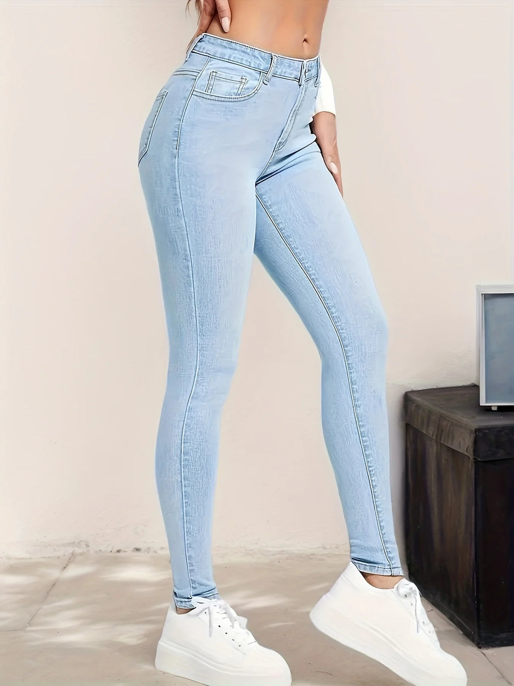 PENDRA Elastic Skinny Pockets Jeans
