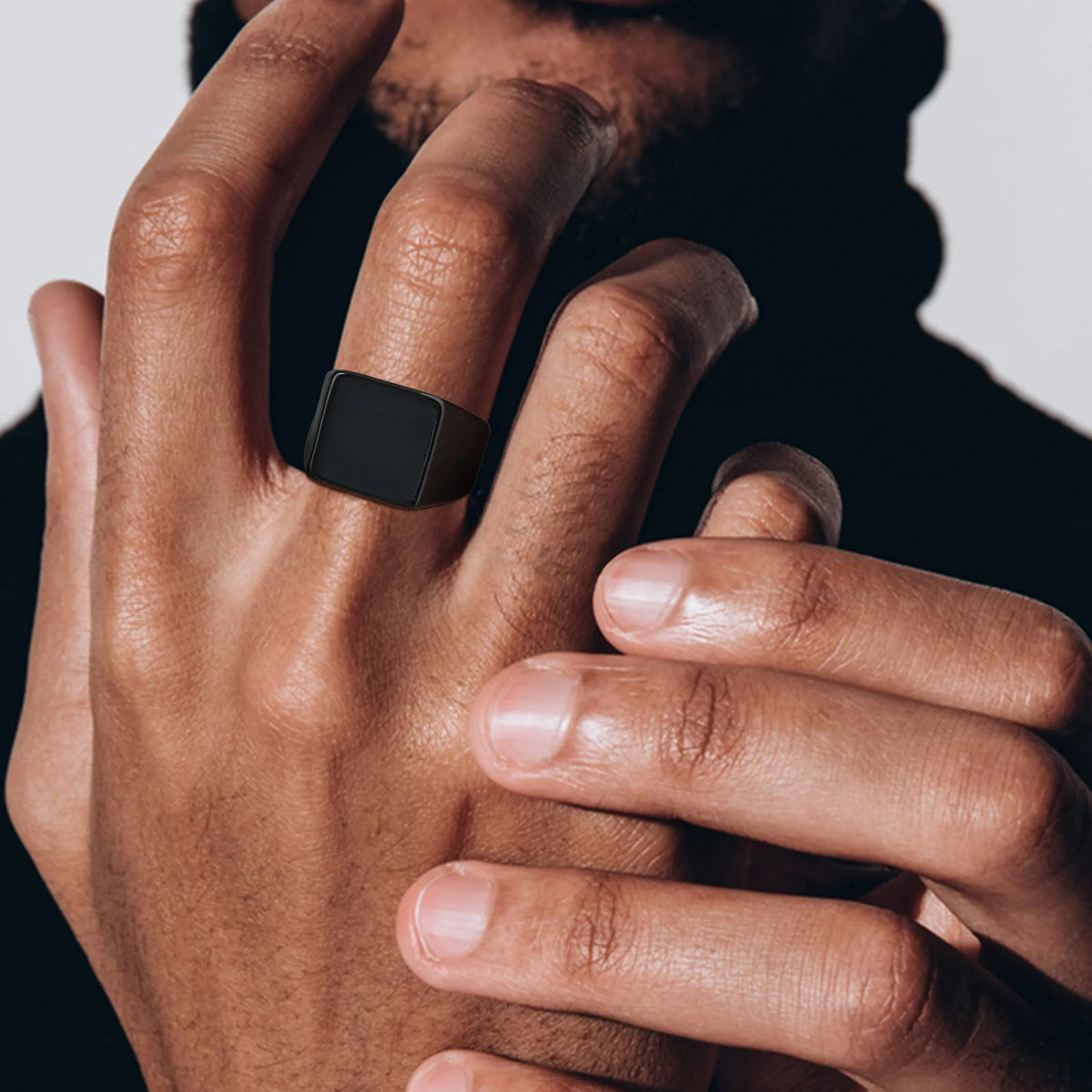 Square Signet Ring for Men Boys,Waterproof Stainless Steel Finger Band Ring,Gothic Punk Rock Jewelry Gifts
