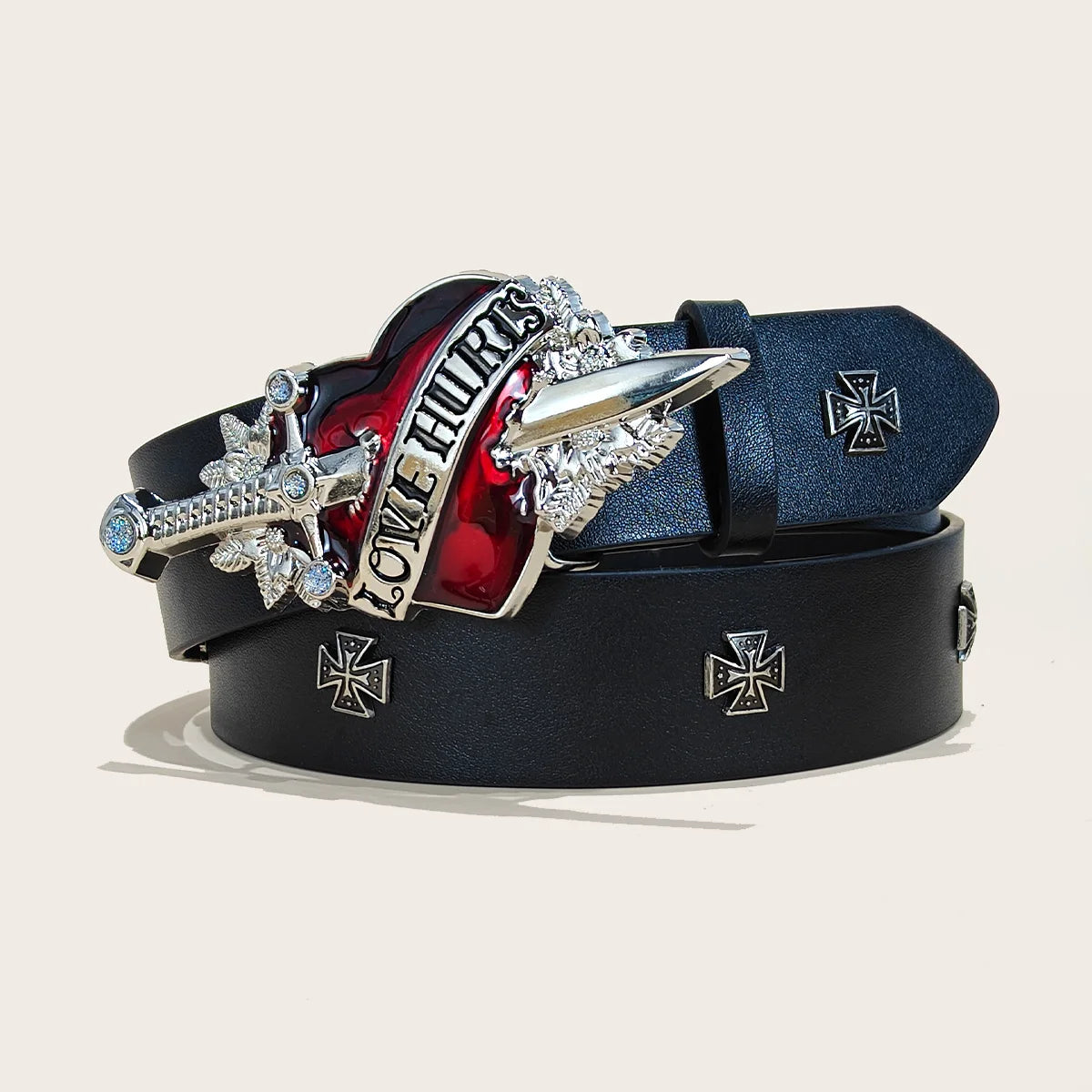 Retro Men's Belt Bohemian Style-Chic Black PU Leather Belt Fashion Skull Rivet Belt Punk Rock Y2K Style For Men Women Jeans Belt