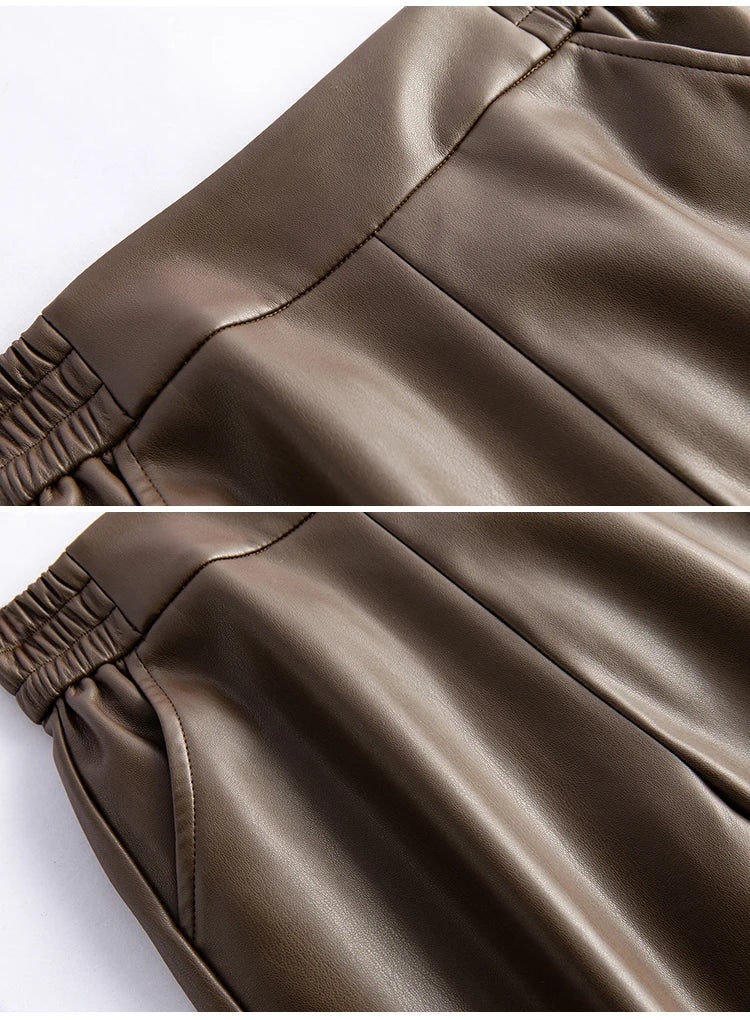 PENDRA Leather Elastic Waisted Pants