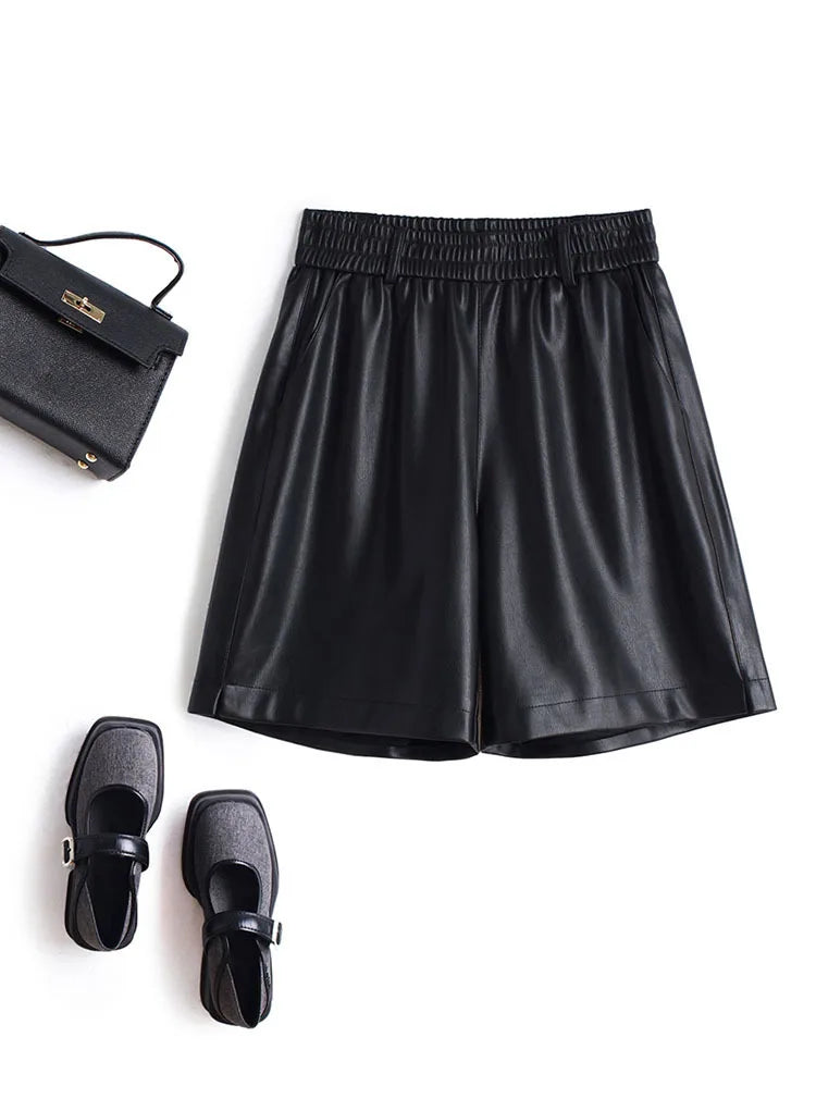 PENDRA Full Leather Wide Leg Shorts