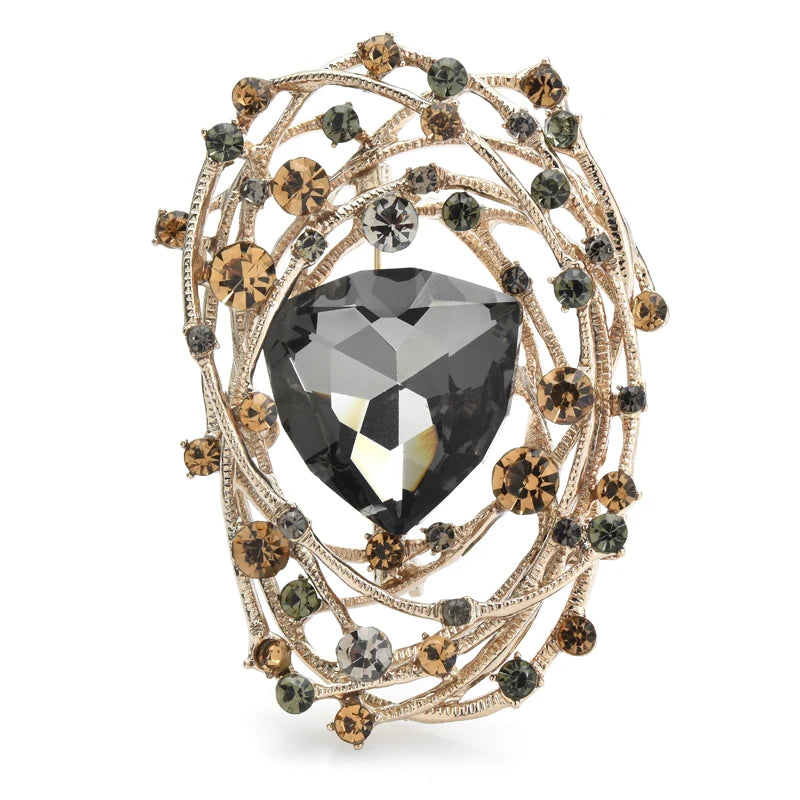 PENDRA Geometra Sparkling Crystal Geometric Brooch