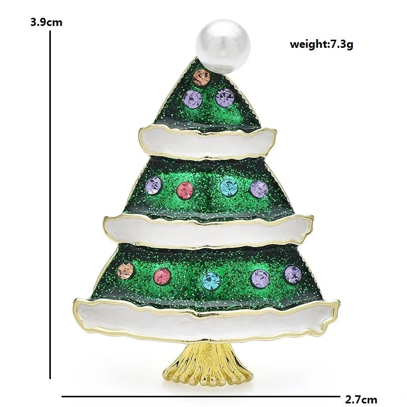 PENDRA Noelgreen Green Enamel Christmas Tree Brooch