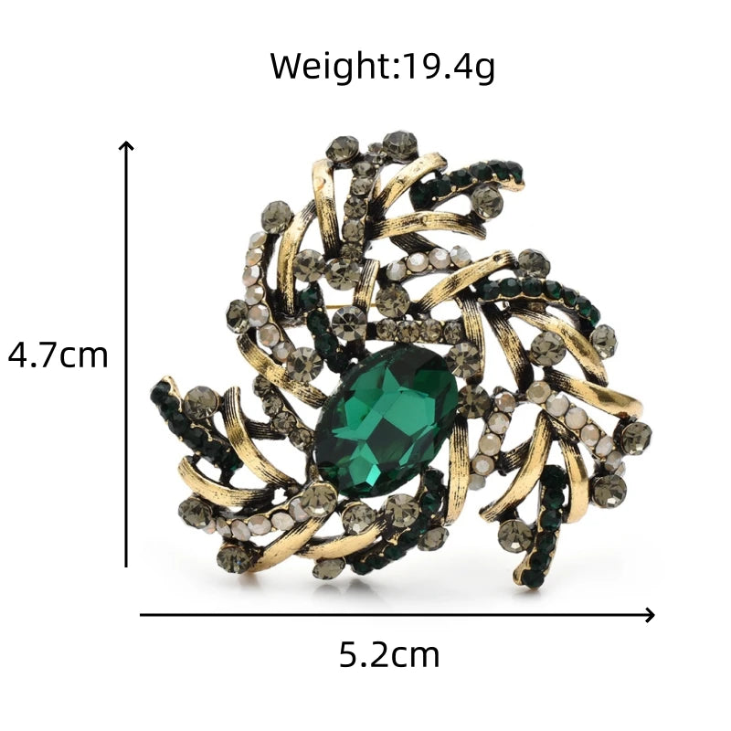 PENDRA Geometra Crystal Geometric Flower Brooch