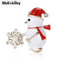 PENDRA Enamel Snowflake Snowman Brooch