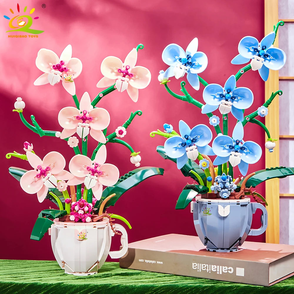 PENDRA Orchid Coffee Floral Building Set