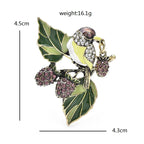 PENDRA Fruitbird Cute Fruit and Bird Brooch