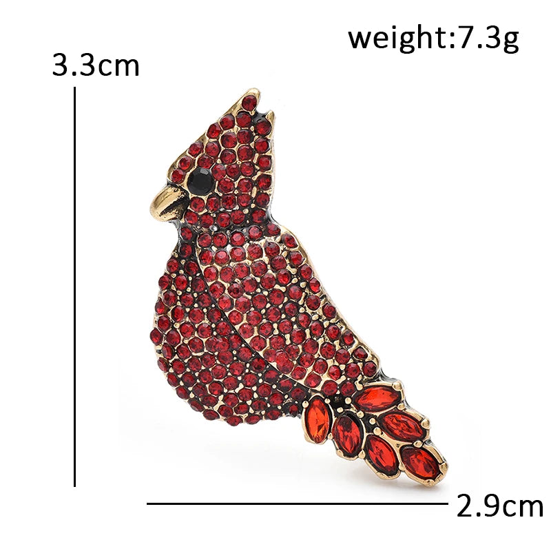 PENDRA Rubywing Rhinestone Red Bird Brooch