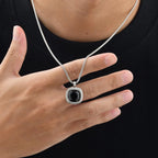 PENDRA Square Stone Black Pendant Necklace
