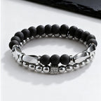 2pcs Hematite Bracelet for Men Boys,Black Gallstone Elastic Beaded Bracelet,Yoga Healing Jewelry Gift