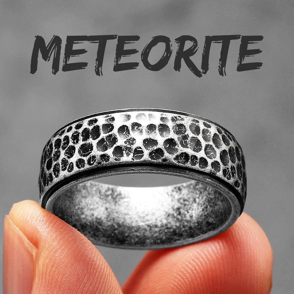 Beat Forging Meteorite Men Rings Stainless Steel Retro Punk Rock Simple Women Jewelry Fashion Accessories Gift Wholesale
