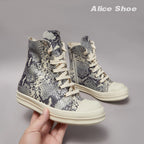 PENDRA Python Shadow Black Python-Embossed Leather High-Top Platform Ankle Boots
