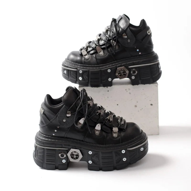 PENDRA Lace Platform Ankle Punk Boots