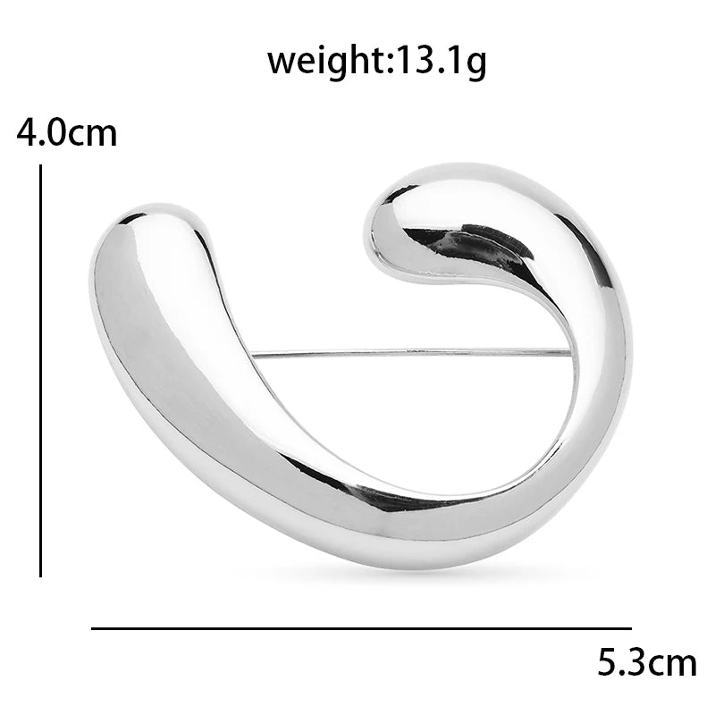 PENDRA Stainless Steel Curved Brooch