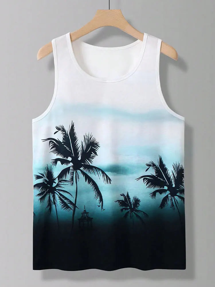Summer Daily Casual Men's Sleeveless T-shirt Hawaiian Men's Tank Top Outdoor Beach Men's Tank Top Street Fashion Men's Tank Top
