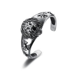 Classic Vintage Mighty Lion Head Metal Open Bracelet for Men Women Animal Bracelet Fashion Punk Biker Jewelry Gift Adjustable
