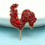PENDRA Crystal Red Cock Brooch
