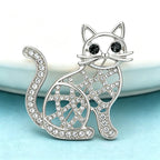 PENDRA Hollow Cat Rhinestone Brooch