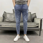 Summer Luxury Korean Style Stretch Grey Men's Slim Trousers Classic Streetwear Casual Designer Cowboy Boyfriend Jeans for Men