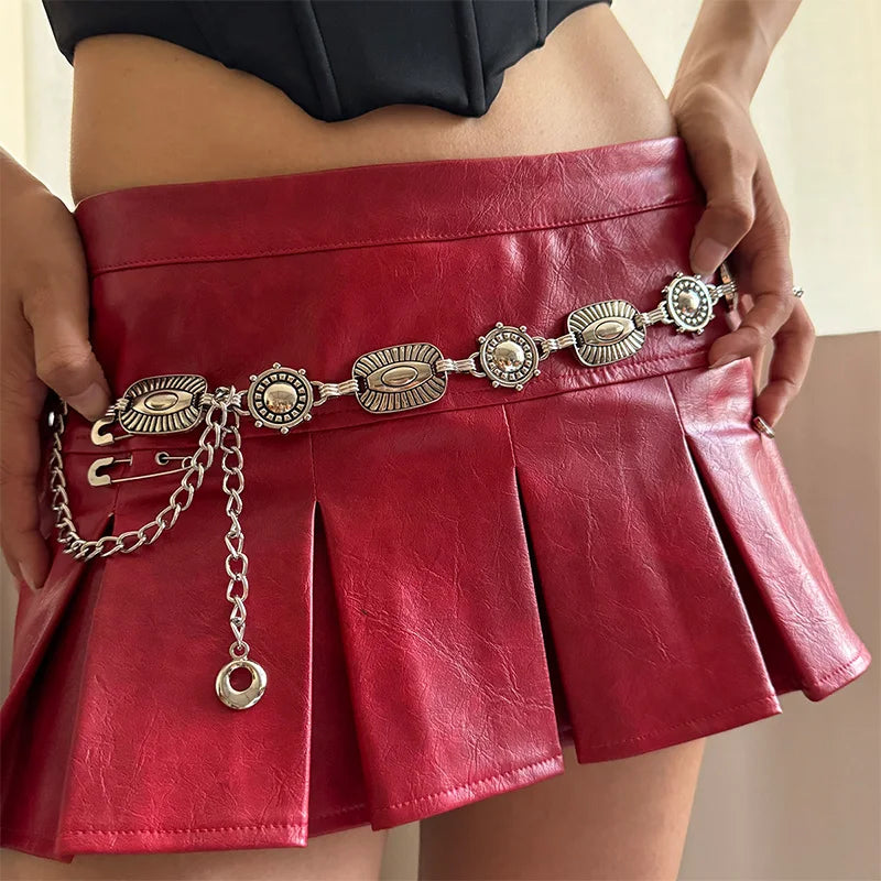 Silver Retro Waist Chain Accessory Metal Chain Belt Women's New Summer Versatile Match Skirts Pants Thin Leather Belt Trendy