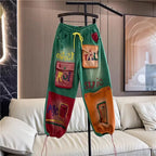 Painted Jeans Female 2024 Autumn New Personalized Elastic Waist Washed Ankle Banded Working Denim Pants Trendy