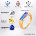 Blue Natural Stone Signet Ring for Men,Minimalist Thin Square Stainless Steel Ring ,Simple Male Ring Gift